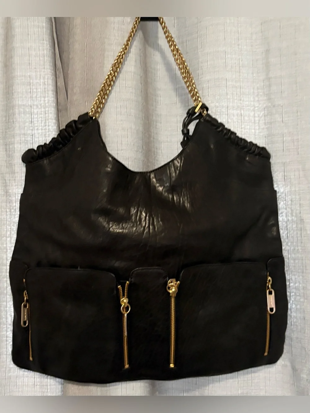 Alexis Hudson Black Leather Hobo Shoulder Bag